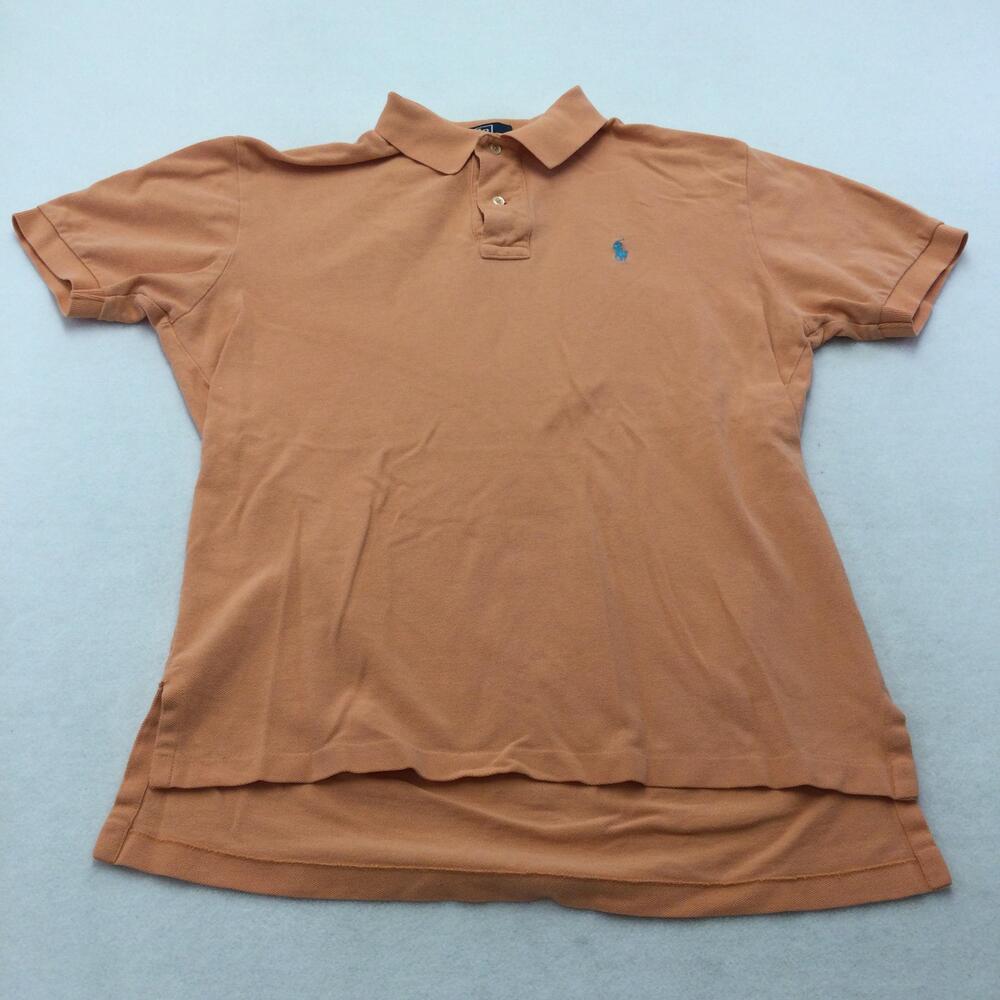 Polo By Ralph Lauren Polo Shirt Mens Medium Orange Solid Cotton Pique Casual